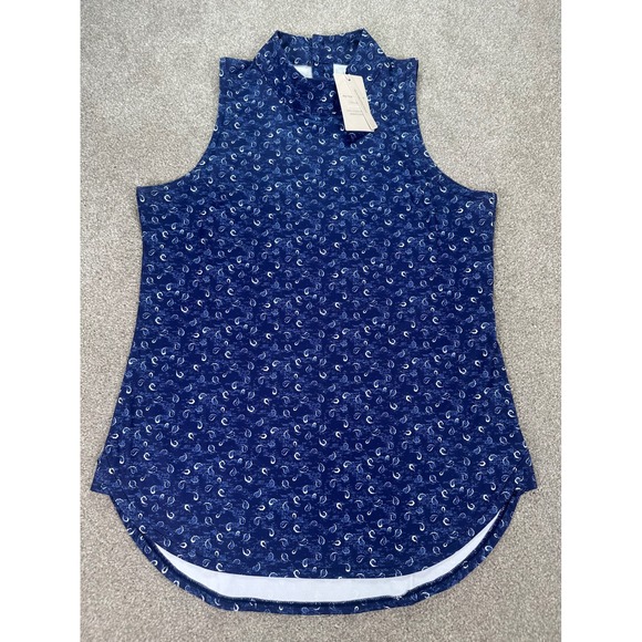 Peter Millar Women's Sleeveless Golf Polo Shirt Paisley Print UPF 50+ S - Picture 2 of 11